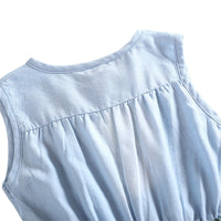 Summer Children Sleeveless Girl Denim Floral Dresses