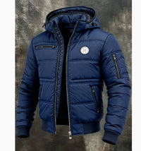 Mens Solid-Color Casual Cotton Padded Jacket
