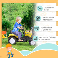 Ride-On Kids Bulldozer/Excavator Toy with Real Working Dirt Bucket, Easy Pedal Controls, 6 Wheels, & Cargo Trailer