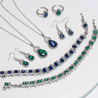 Light Luxury Zircon Necklace Earrings Open Ring Jewelry Suit