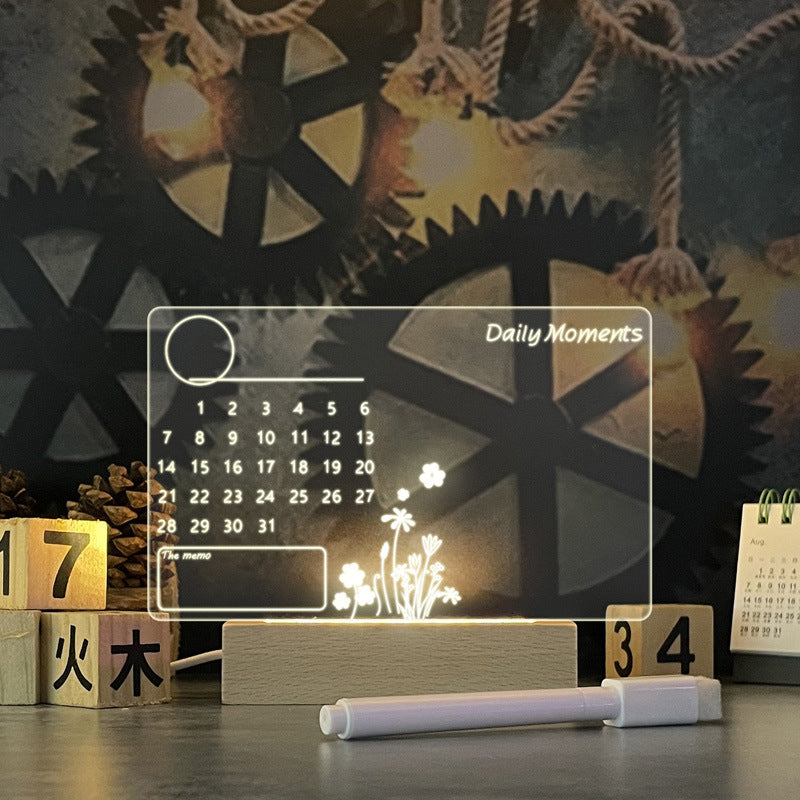 LED Message Board Night Light - USB Glow Note Board with Pen