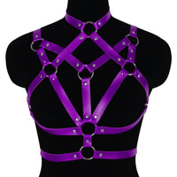 Sexy Ladies Leather Lace-up Bra Hollow Performance Costume And Accessories Props