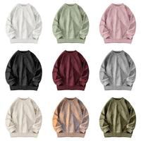 Round-neck Solid-color Suede-fleece Hoodie