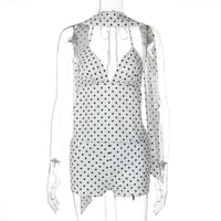 Winter Polka-Dot Lace-Up Camisole And Slim-Fit Shorts Two-Piece Set For Women