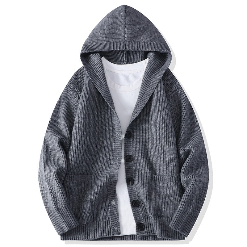 Mens Knitted Fashion Lapel Sweater Cardigan