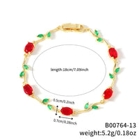 Womens Colorful Leaf Elliptical Geometric Zircon Bracelet