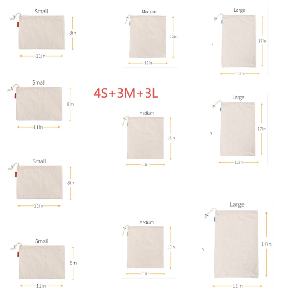 Cotton Drawstring Bag Safe Store Foods Bag Multi-Purpose Fruit Vegetable Rice Bread Shopping Bag