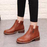 Women's boots with thick heel side zipper