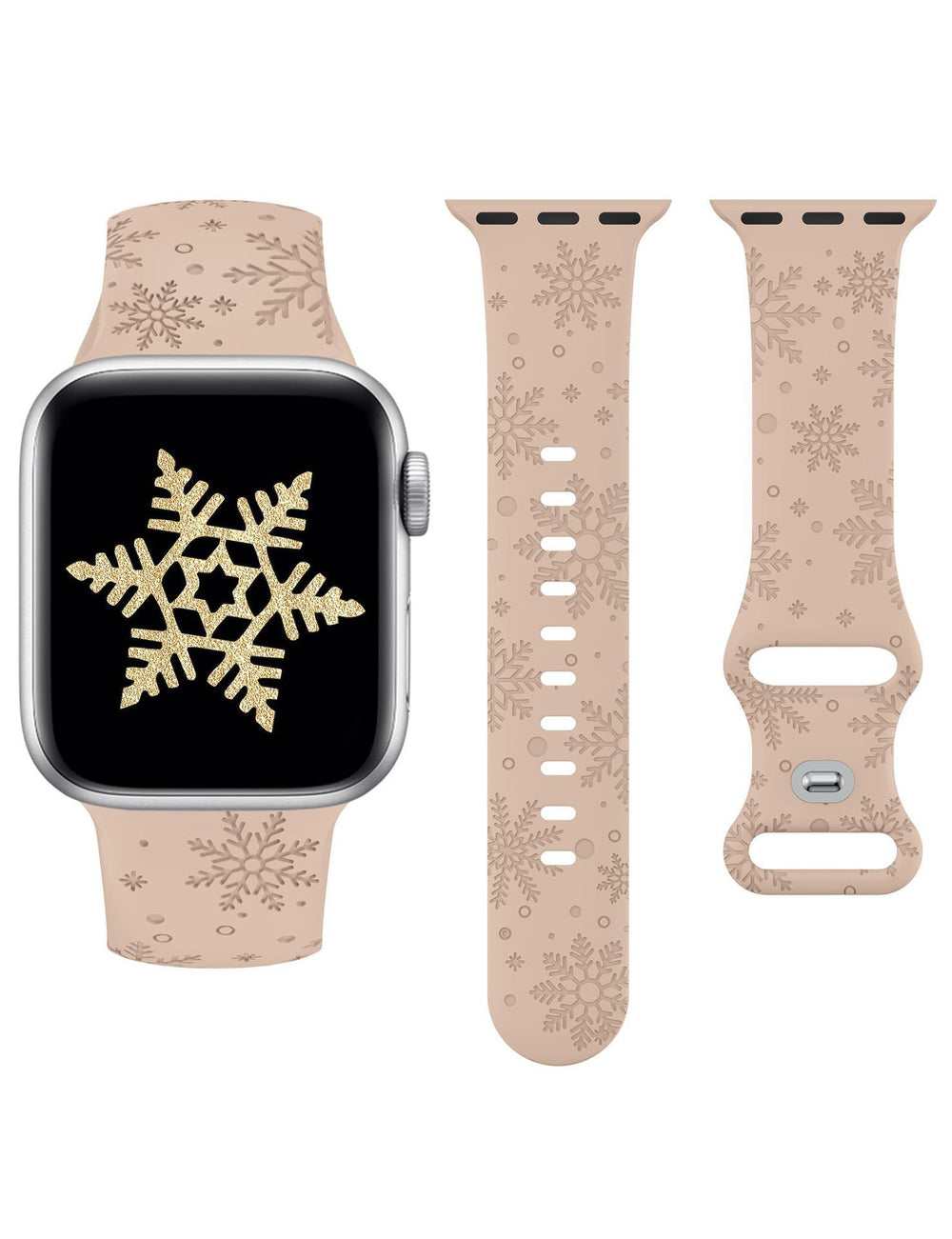 Versatile Christmas Snowflake Laser-engraved Textured Silicone Watch Strap