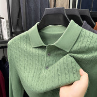 Loose-Fitting Solid-Color Casual V-Neck Knit Sweater For Middle-Aged Men