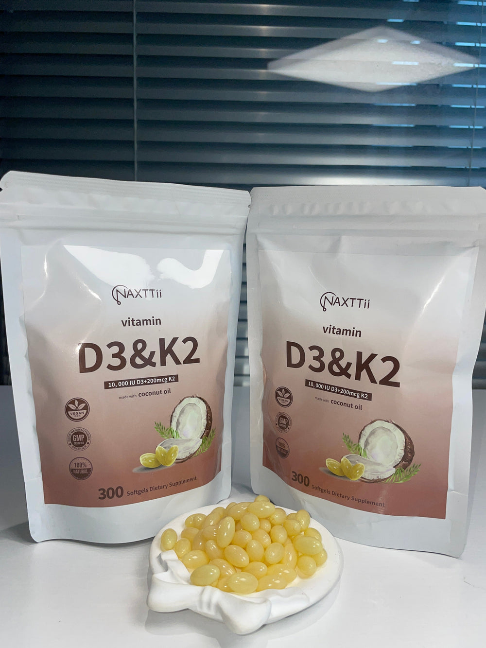 D3K2 Bone Health Softgels 300 Capsules With Clinically Validated Dosage Triple-Action Support For Joints Immunity Heart Health