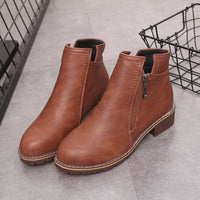 Women's boots with thick heel side zipper