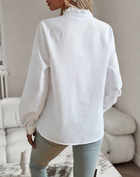 Elegant Striped Ruffle Button-Up Shirt for Women