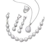 Water Drop Long Necklace Earring Ring Bracelet Ornament Suit