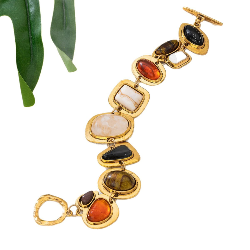 Retro-style Fashion Natural Stone Geometric Crystal Glass Bracelet