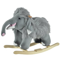 Kids Ride-On Rocking Horse Toy Mammoth Style Rocker with Fun Music & Soft Plush Fabric for Children 3+ Years