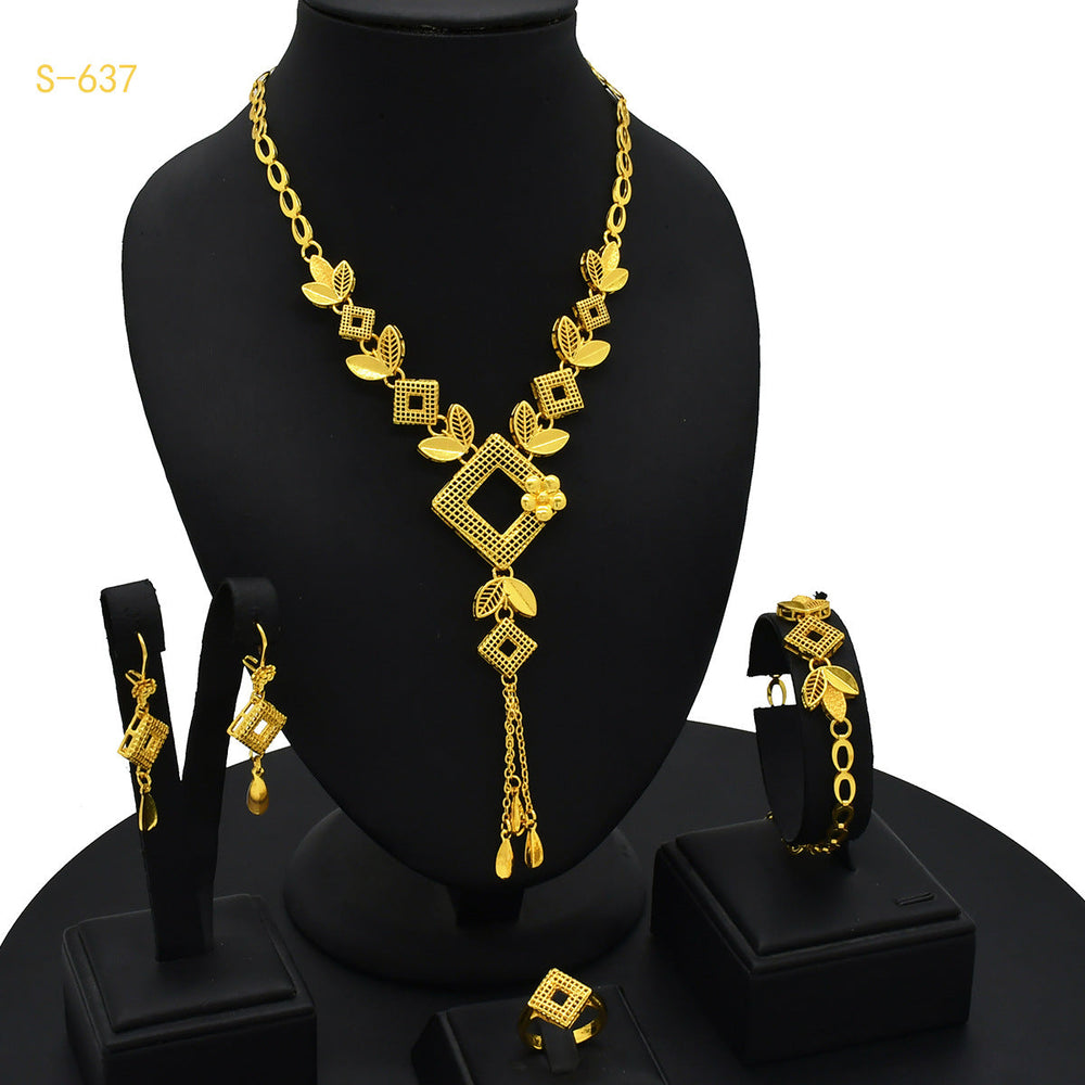 24K Gold Plated Arabic Women's Bridal Jewelry Suit