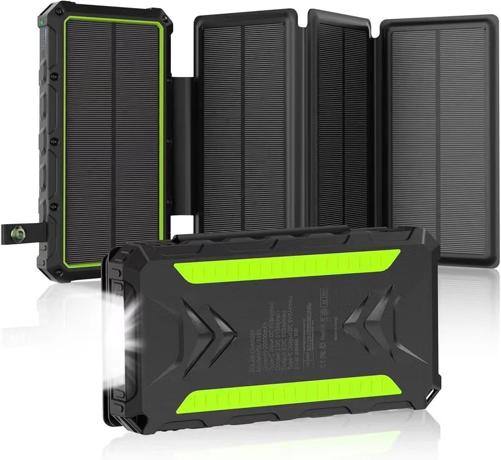 20,000mAh Foldable Solar-Powered Power Bank With Wireless Charging