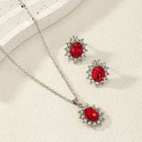European And American Fashion SUNFLOWER Zircon Ear Stud Necklace Suit