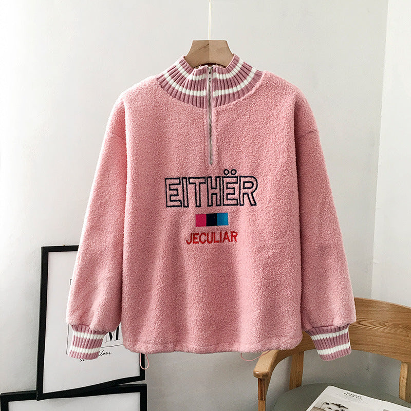 Autumn Lamb Velvet Plus Velvet Thick Sweater Women