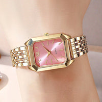 The Lady Is Just Wearing A Square Quartz Watch