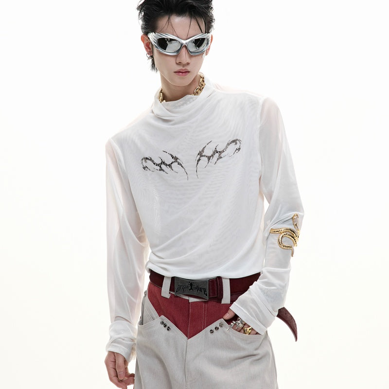 Niche Mesh Ice-feeling Slim Bottoming Shirt
