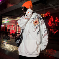 Chinese style printed hooded sweatshirt men