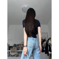 Retro Cable-Knit Crew-Neck Short-Sleeve Knit T-Shirt For Summer