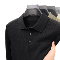 Loose-Fitting Solid-Color Casual V-Neck Knit Sweater For Middle-Aged Men