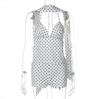 Winter Polka-Dot Lace-Up Camisole And Slim-Fit Shorts Two-Piece Set For Women