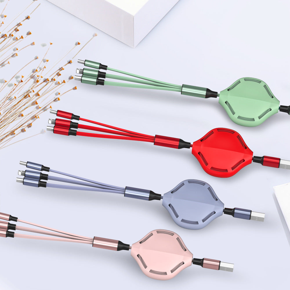 Flexible And Fast Charging Three-in-one Liquid Soft Rubber Data Cable