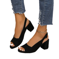 Womens Colorful Block-heeled Round-toe Sandals