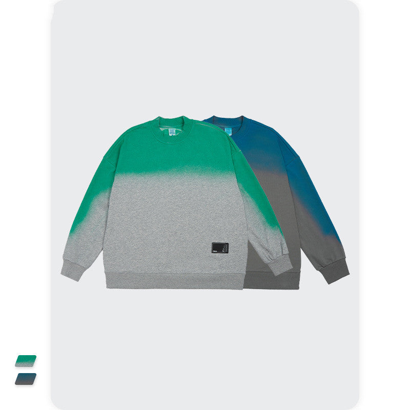 Tide Brand Hand-painted Gradient Terry Round Neck Couple Men's Sweater