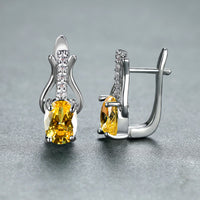 Oval Garnet Crystal Champagne Gold Ear Clips For Women