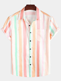 Men's Striped Fashionable Loose Short-Sleeve Shirt