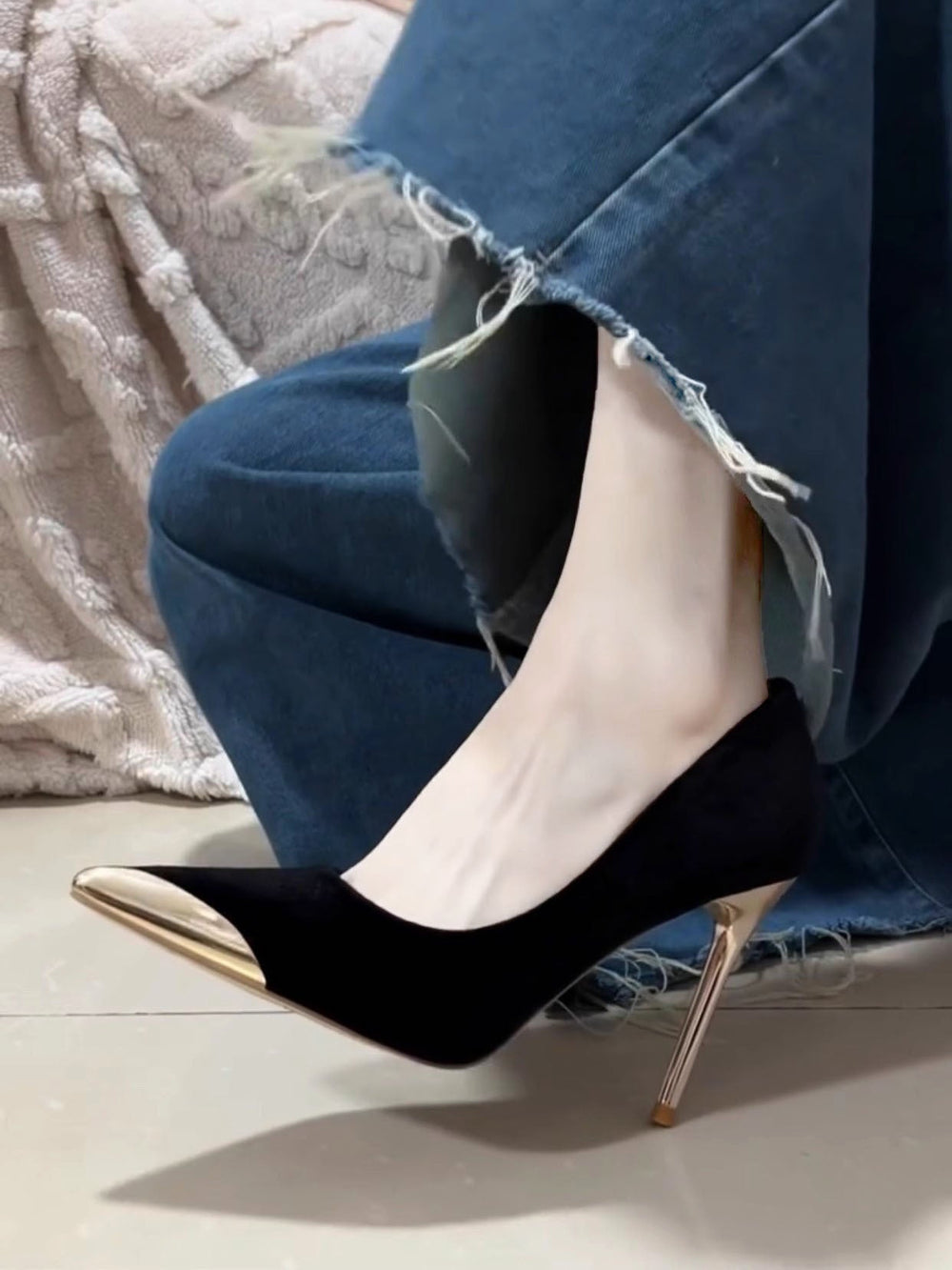 Summer New Socialite Style French Style Metal Pointed Stiletto Heel High Heels For Women