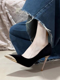 Summer New Socialite Style French Style Metal Pointed Stiletto Heel High Heels For Women