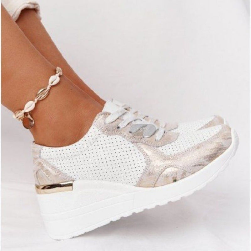 Plus Size Casual Platform Dad Shoes Lace-up Wedge Sports Women