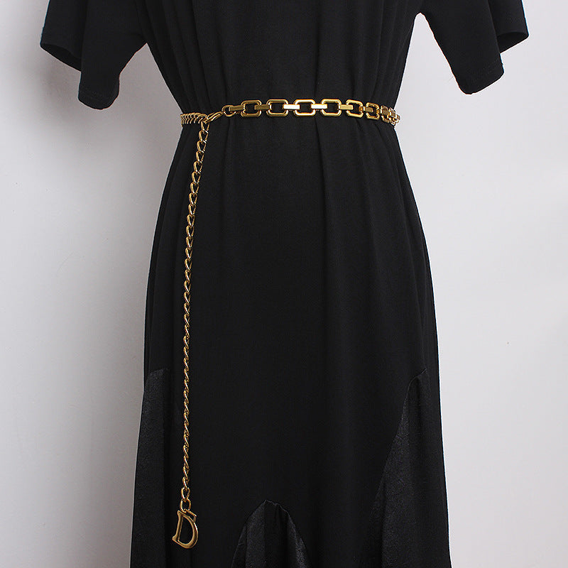 Gold Waist Chain Accessories Female D Letter Chain Belt Decoration With Pants Chain