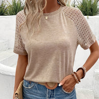 Summer Lace Stitching Women's Casual Short Sleeve