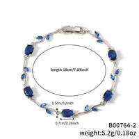 Womens Colorful Leaf Elliptical Geometric Zircon Bracelet