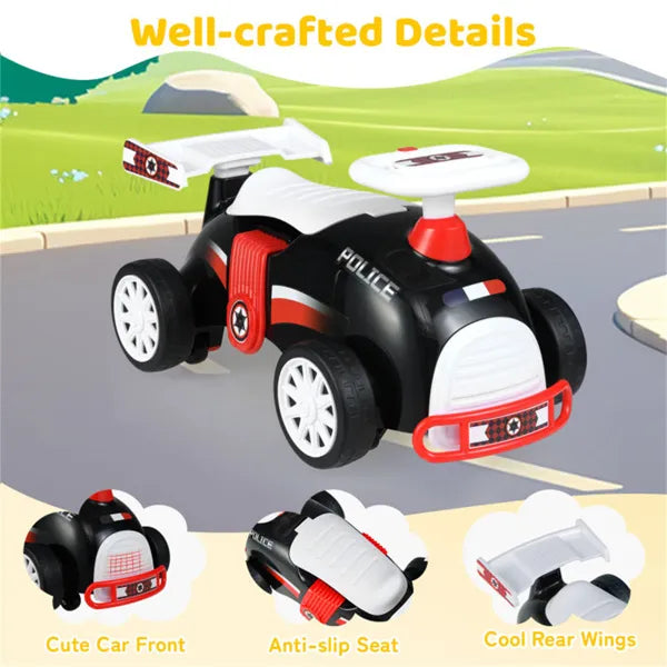 Kids Ride-On Sliding Car With Music Function, 3 Themes Sit-and-Scoot Toy For 19-36 Months (Police)