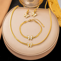 White Shell Butterfly Whip Chain Set Niche Light Luxury High-End Clavicle Necklace Trendy Design