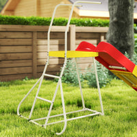 6ft Slide for Kids, Metal Freestanding Playground Equipment with Climbing Ladder, for Backyard, Outdoor, Indoor, Red