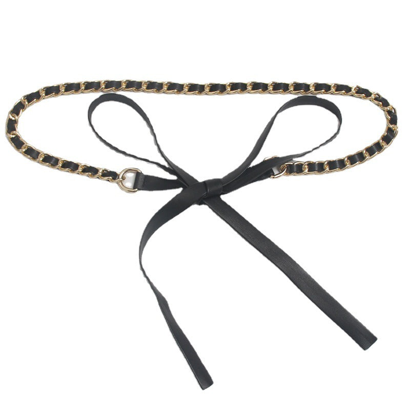 Chain Belt Retro Fine Decoration Waist Matching Shirt Black Waist Chain Accessories
