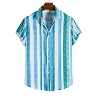 Men's Striped Fashionable Loose Short-Sleeve Shirt