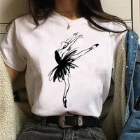 Womens Ballet Kid Crew Neck Plus-Size Short-Sleeve T-Shirt For Women