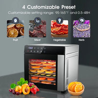 Food Dehydrator Machine 25QT, 8 Trays Stainless Steel Dehydrator Machine, Large Capacity Dehydrators For Food And Jerky, Herbs, Yogurt, Veggies, Dog Treats