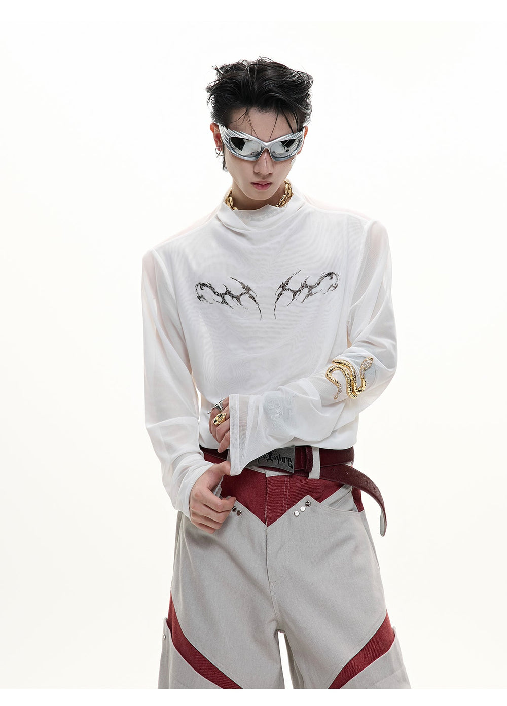 Niche Mesh Ice-feeling Slim Bottoming Shirt