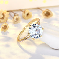 Fashionable Geometric Six-Prong Diamond Ring